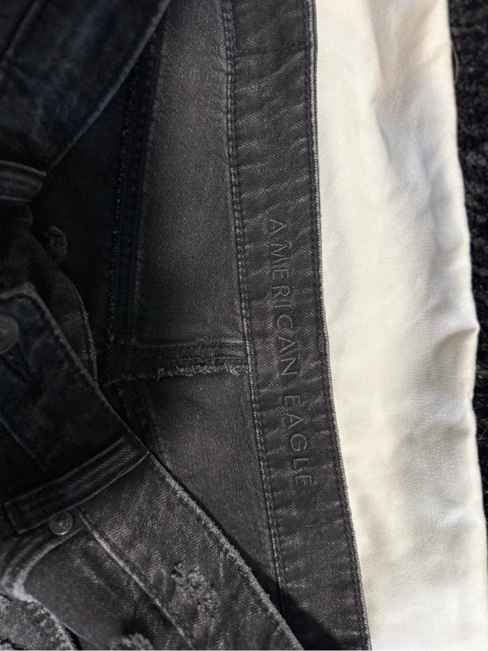 American Eagle Outfitters Black Distressed Cutoff Jean Shorts - Picture 4 of 5